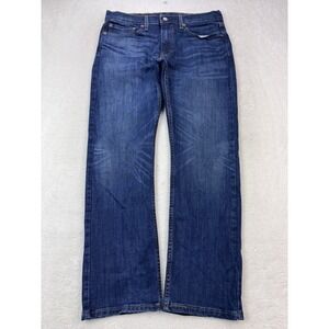 Levis 513 Jeans Men 34x30 Blue Slim Straight Stretch Whisker Distress Denim
